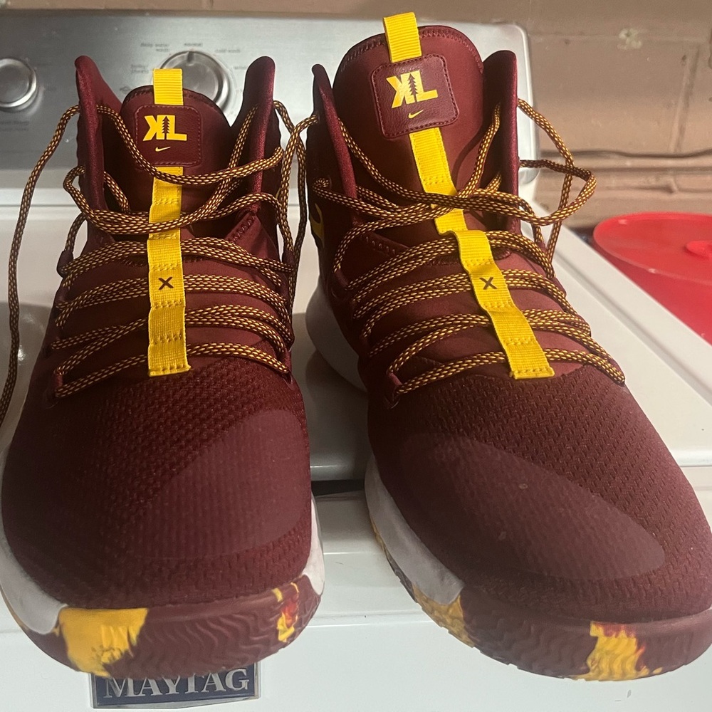 Nike Maroon and Yellow High-Top Sneakers promo samples

These are $90 a pair